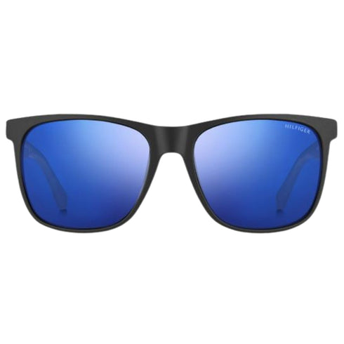Tommy Hilfiger Shiny Blue Rounded Lens Matte Black Sunglasses One Size